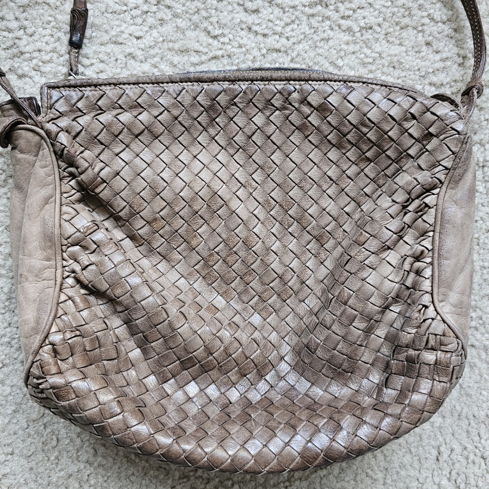 Bottega Veneta Intrecciato genuine leather suede woven slouch hobo handbag brown - Picture 2 of 16